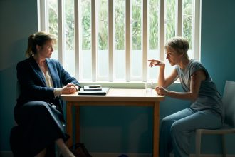 Too Close Emily Watson as Dr Emma Robinson & Denise Gough as Connie © Snowed-In Productions & All3Media International (smaller).JPG-min